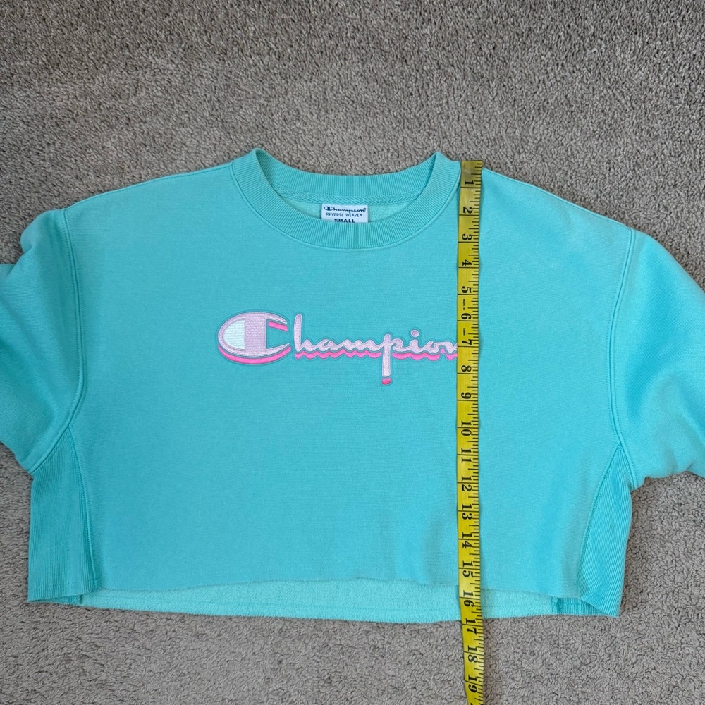 Champion Reverse Weave Cropped Sweatshirt Mint‎ Green Teal S - Picture 8 of 8